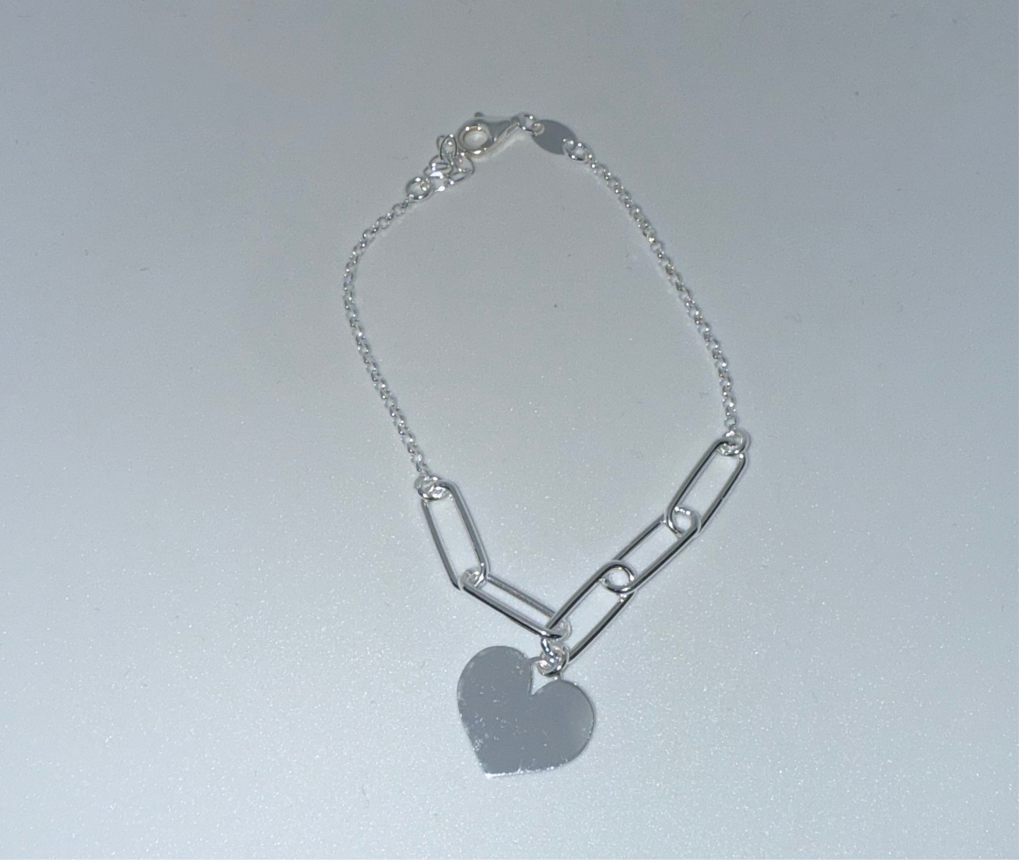 Pulsera plata chapa corazón