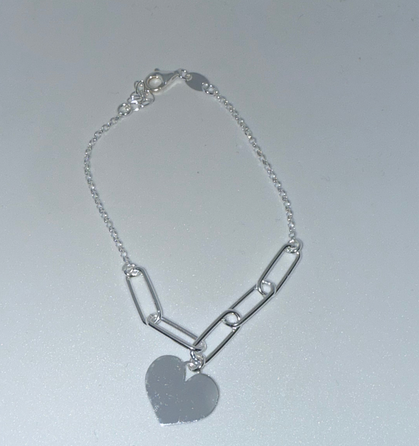 Pulsera plata chapa corazón