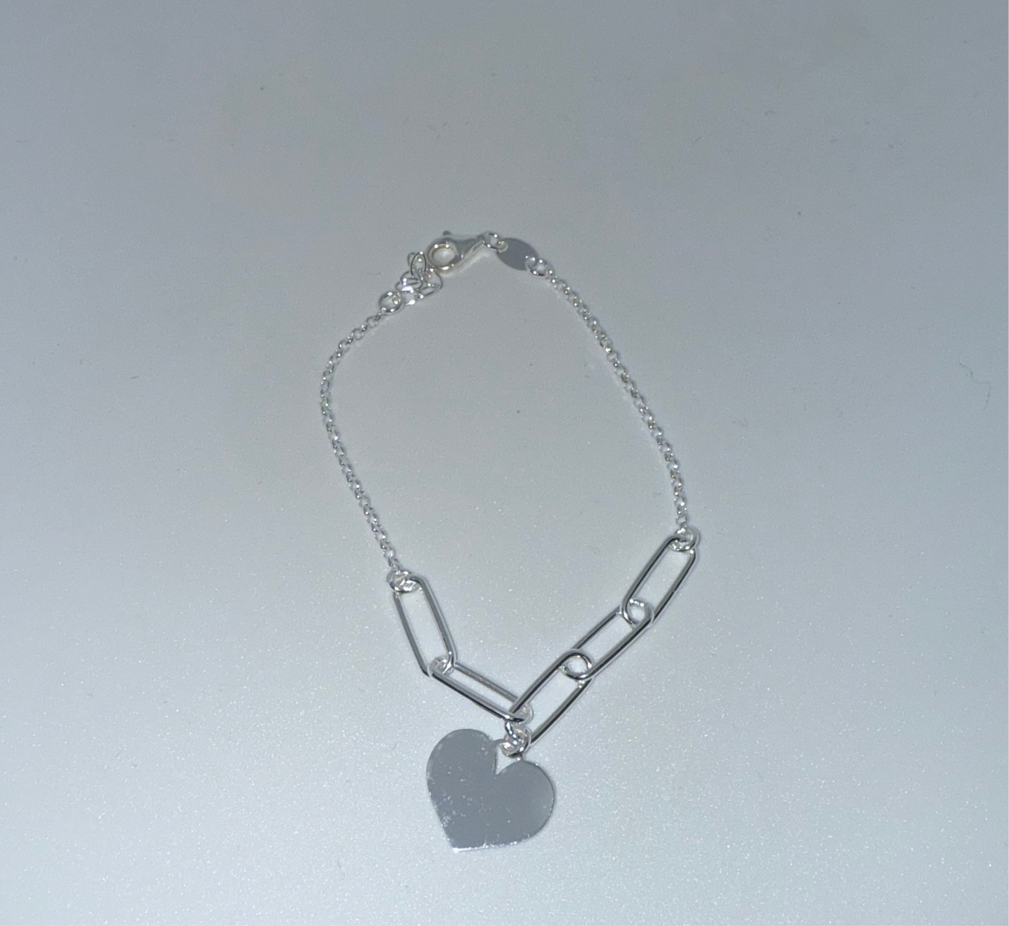 Pulsera plata chapa corazón