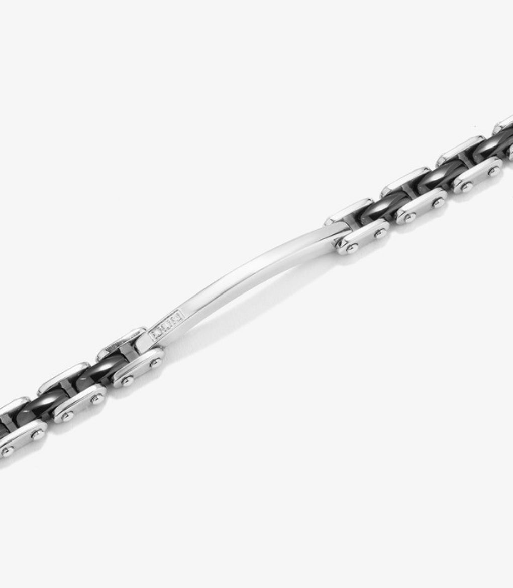 Pulsera Hombre Plata/Negro CERAMIC