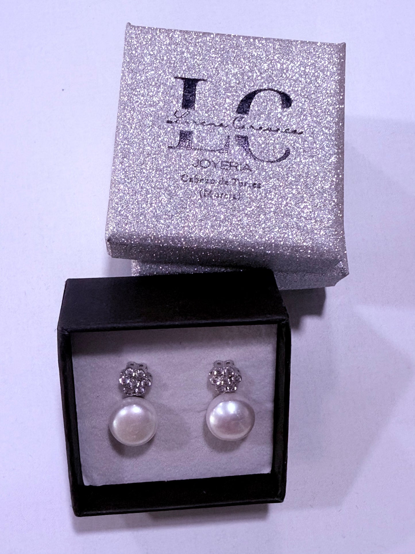 Pendientes plata de ley con perla blanca