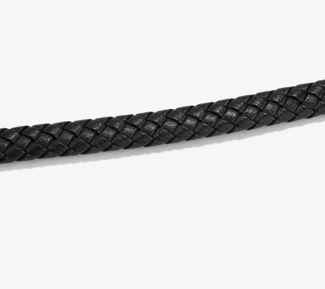 Pulsera Hombre Trama Negro/Plata