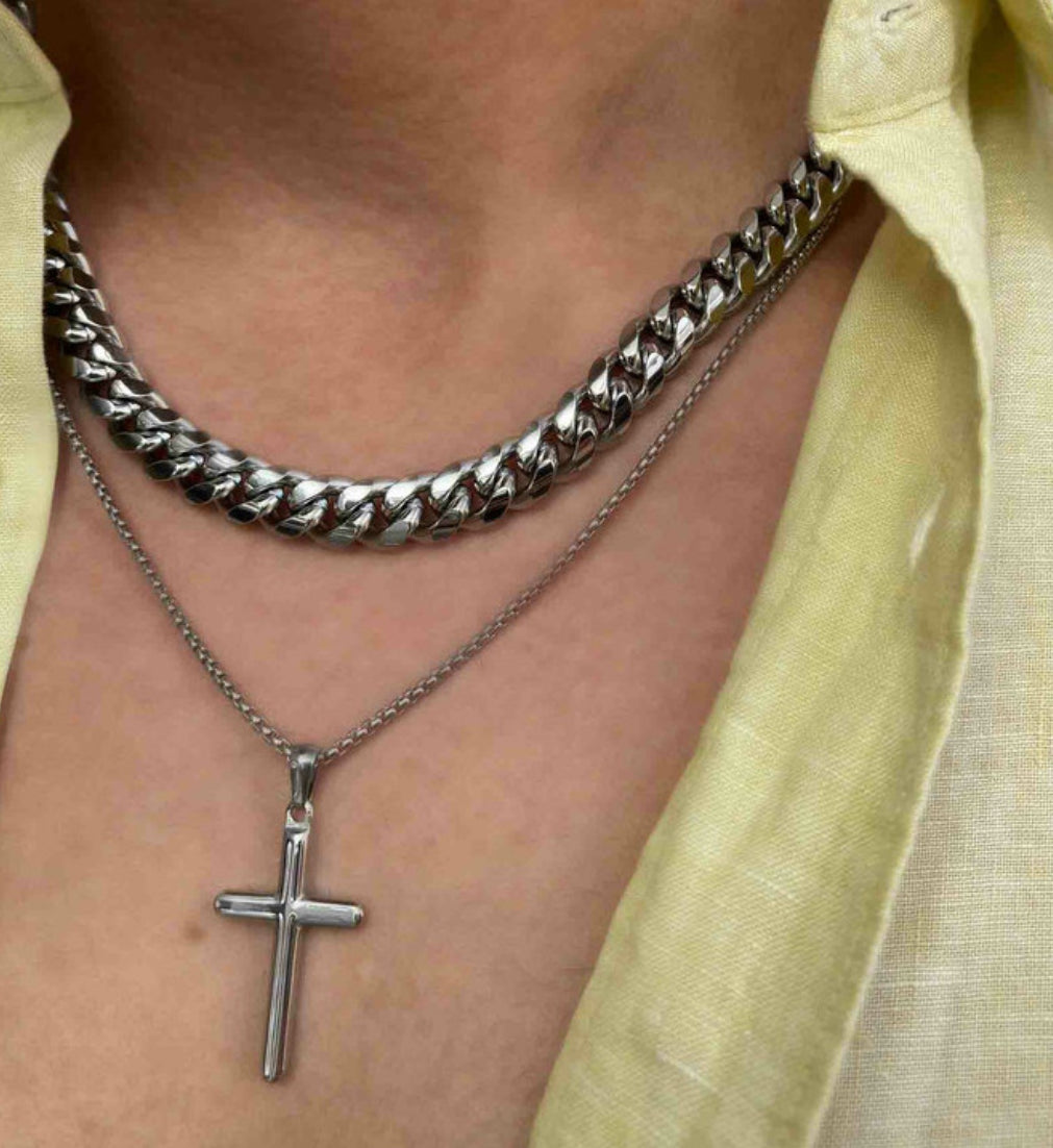 Collar Hombre Musculitos Eslabón en Plat
