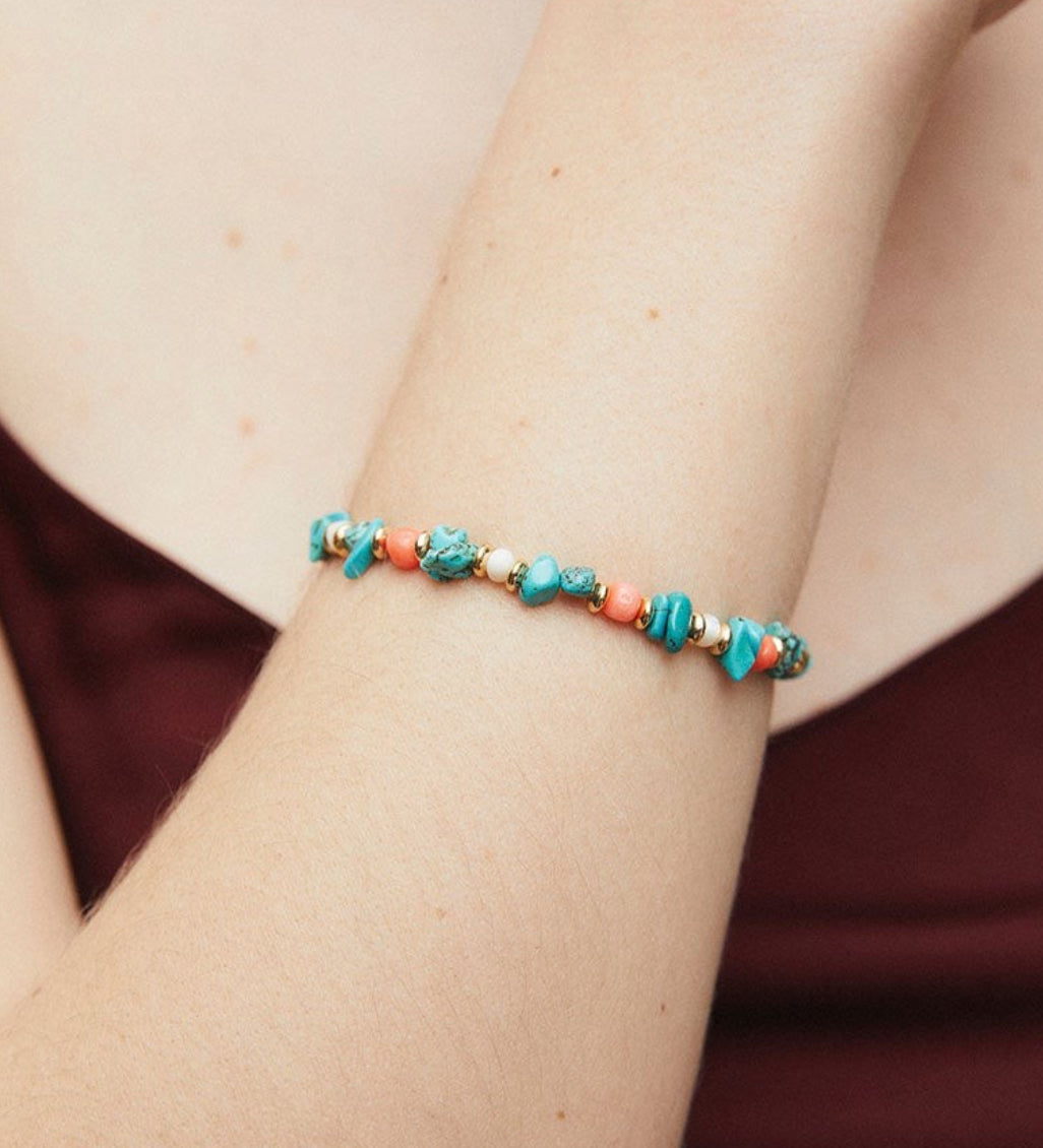 PULSERA CON PIEDRAS NATURALES COMBINADAS ILLETA MULTICOLOR