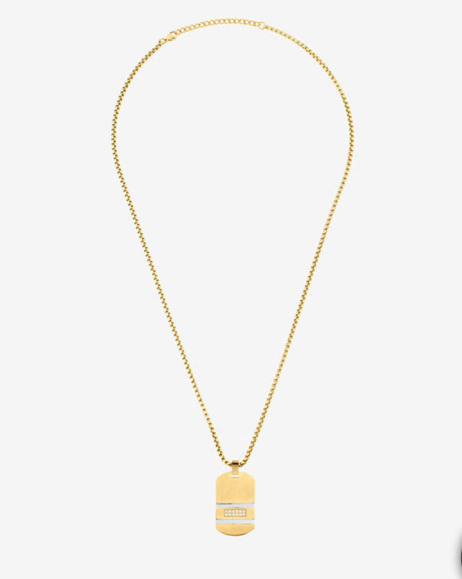 Collar Hombre Martinez con Placa Oro