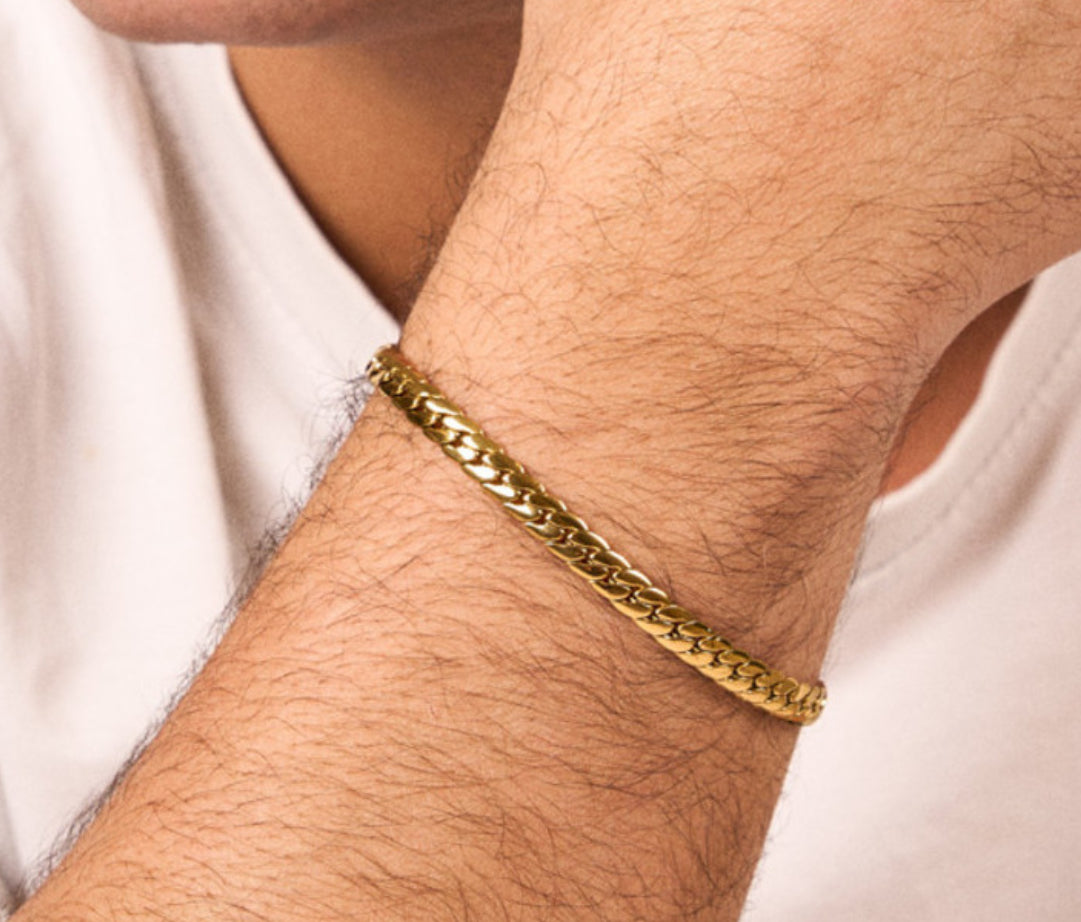 Brazalete Hombre Flat Padlock Oro
