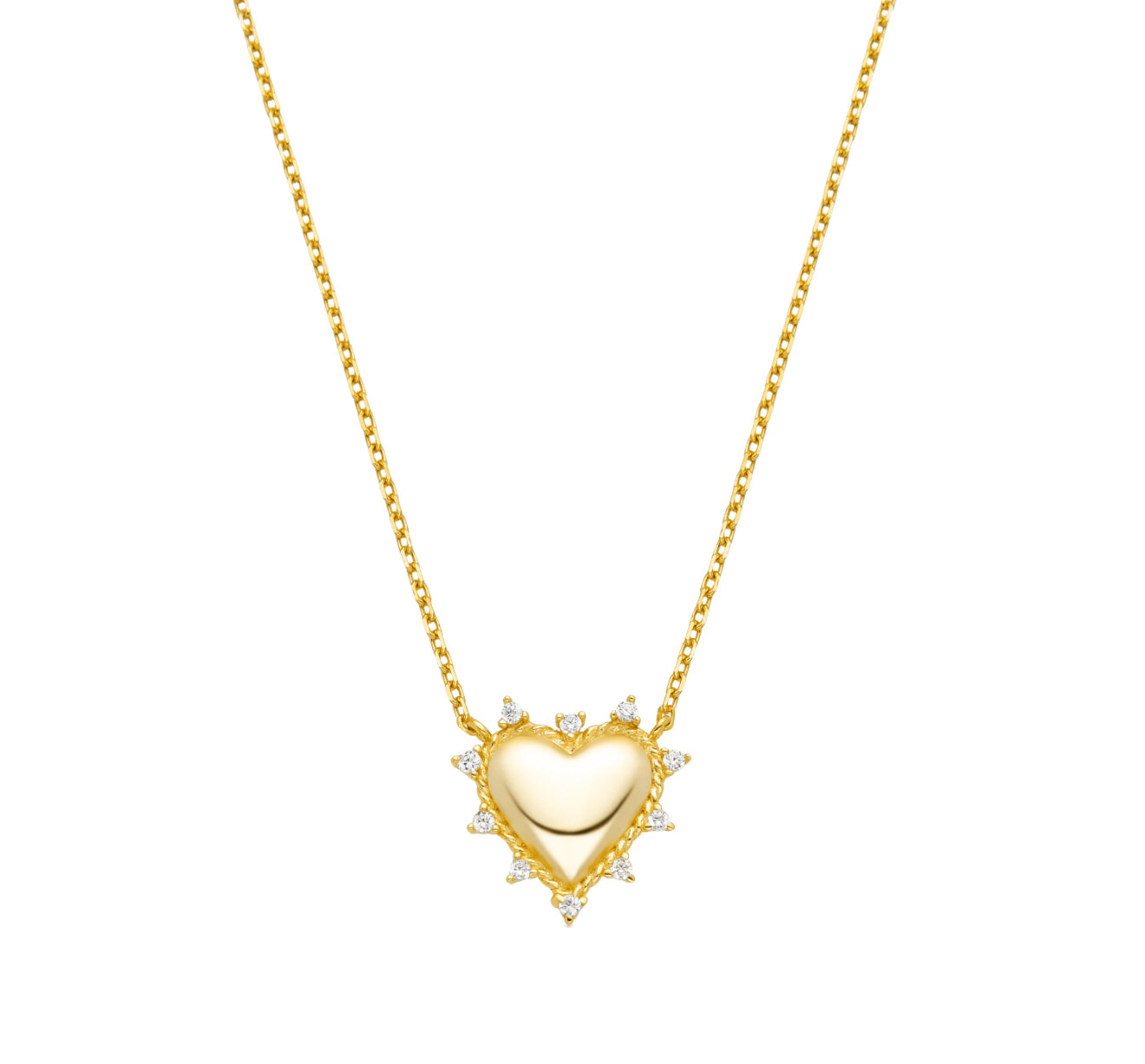 COLLAR DE PLATA DE LEY 925 Y CIRCONITA BRILLANTE ACABADO ORO 18K