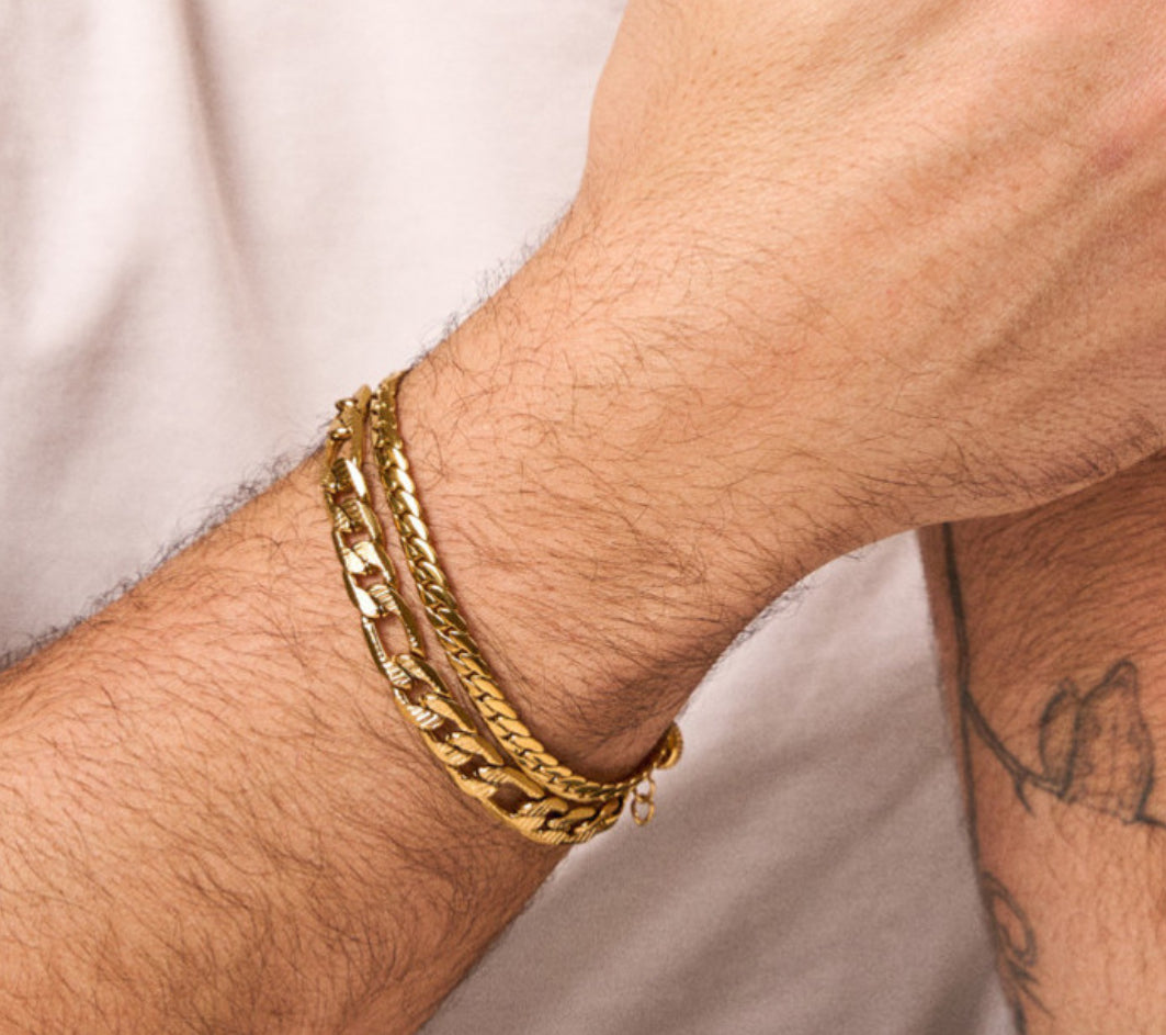 Brazalete Hombre Padlock Picada Oro