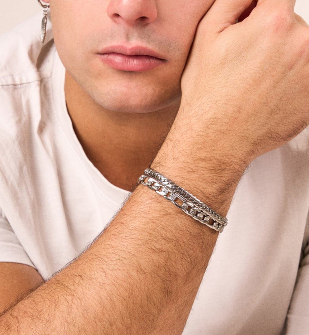 Brazalete Hombre Flat Padlock Plata