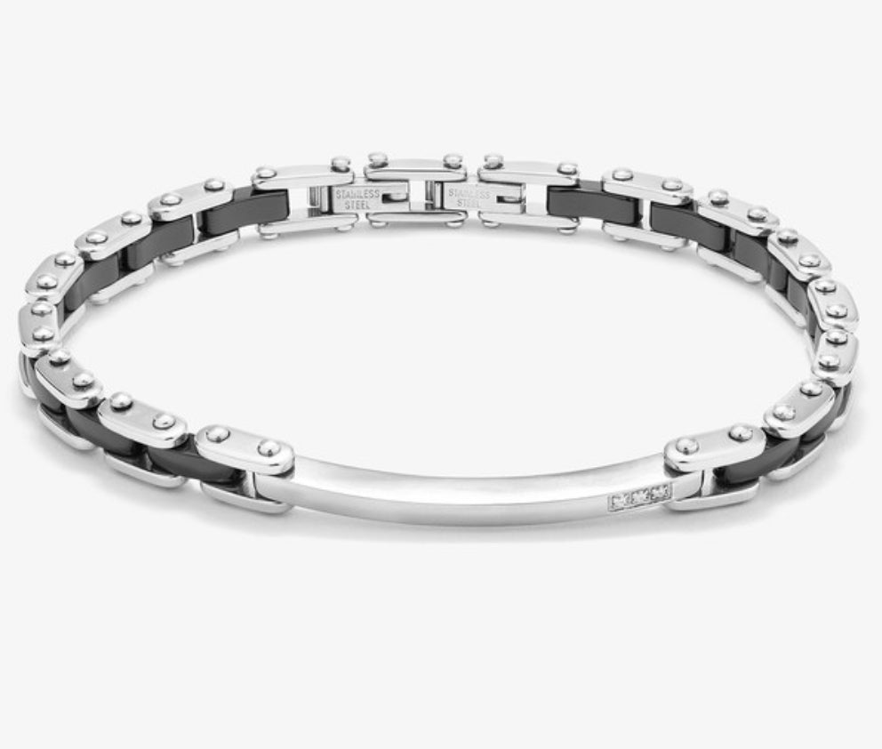 Pulsera Hombre Plata/Negro CERAMIC