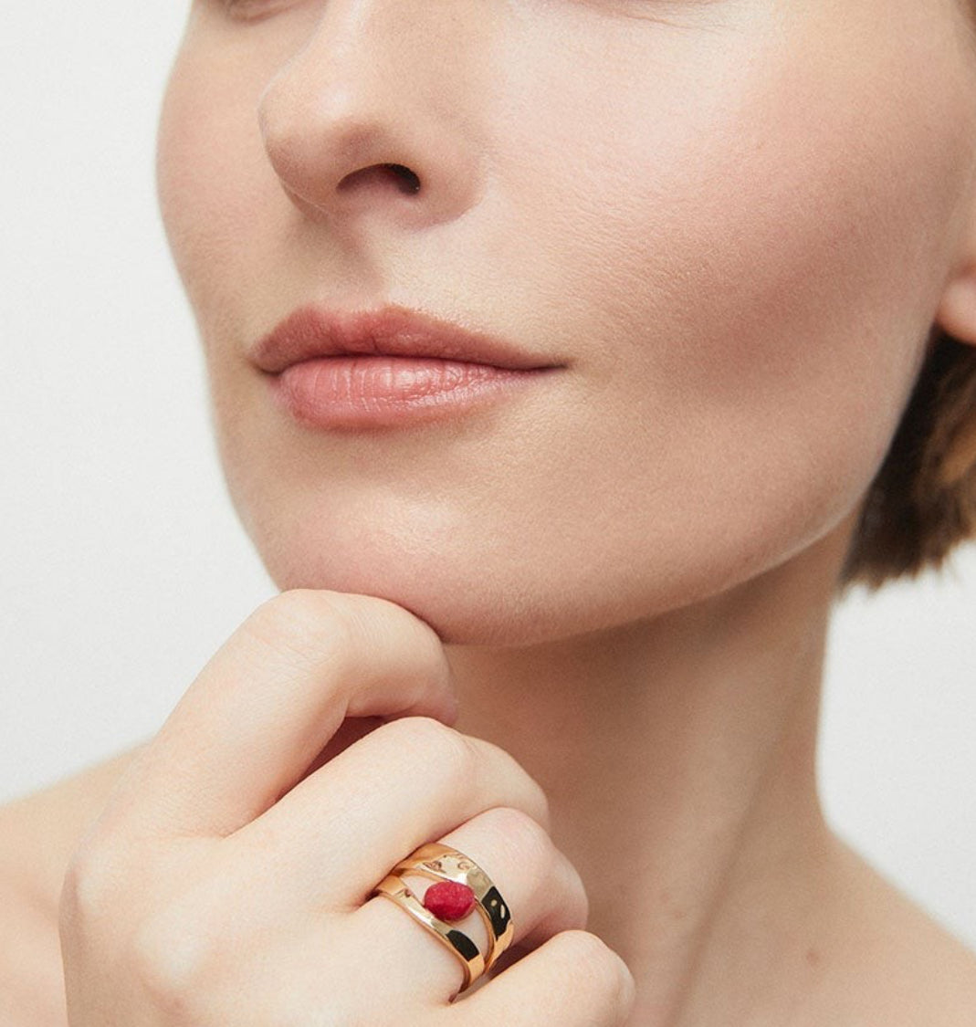 ANILLO SALADA CON ÁGATA ROJA
