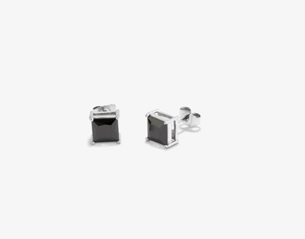 Pendientes Hombre Atlante Onyx Plata