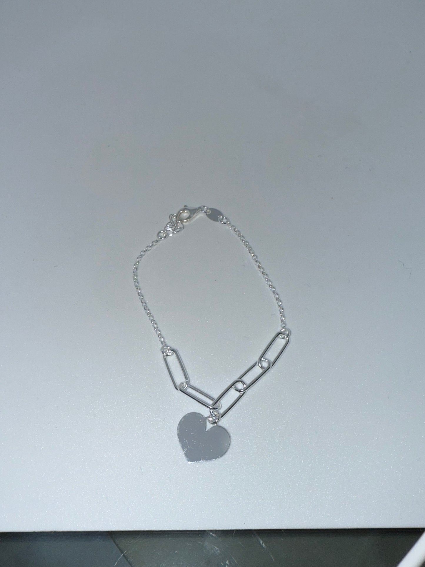 Pulsera plata chapa corazón