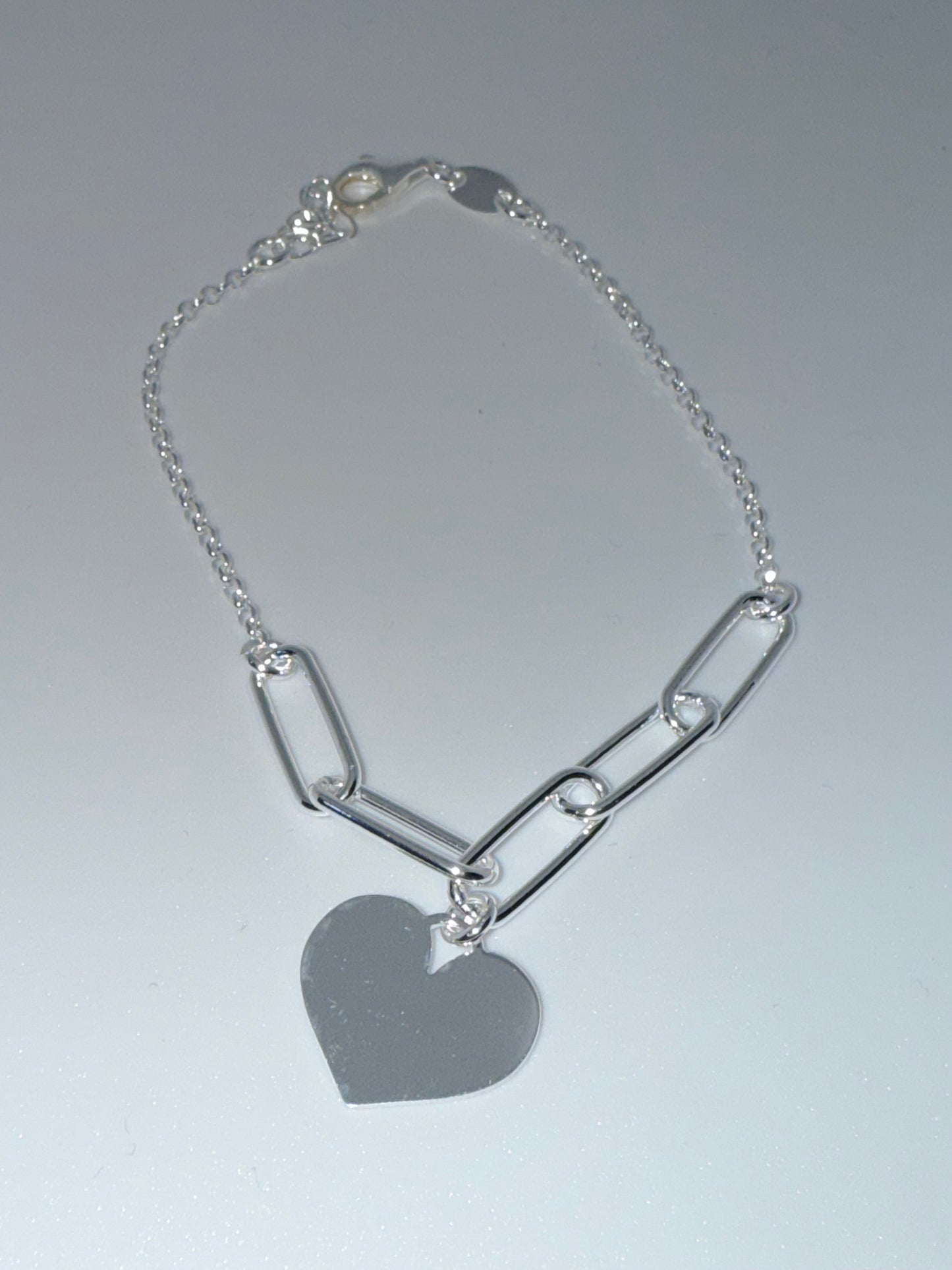 Pulsera plata chapa corazón