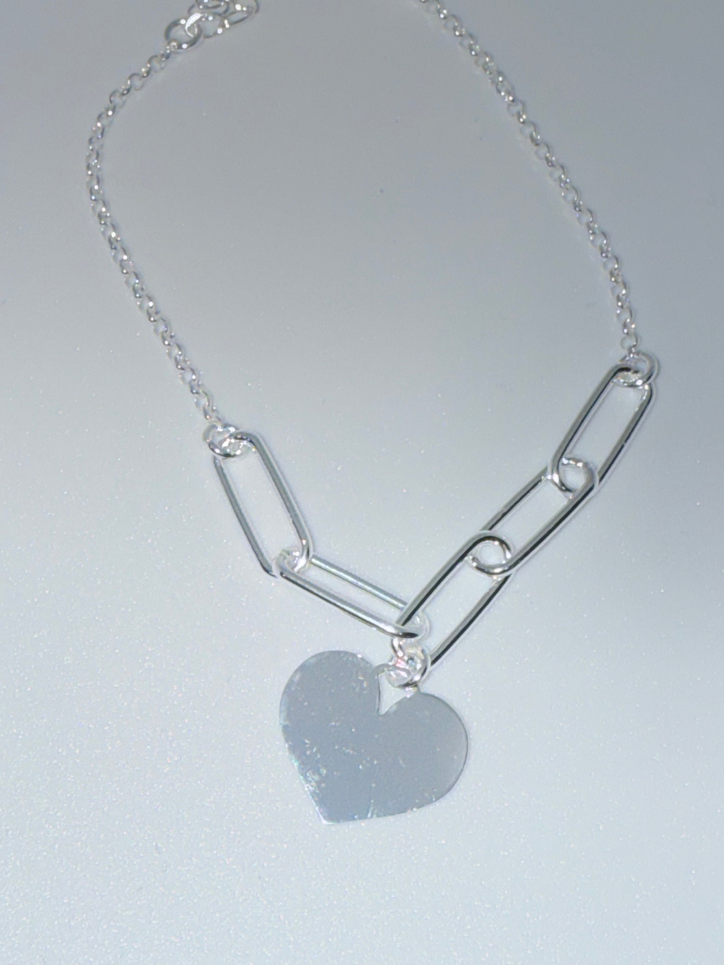 Pulsera plata chapa corazón