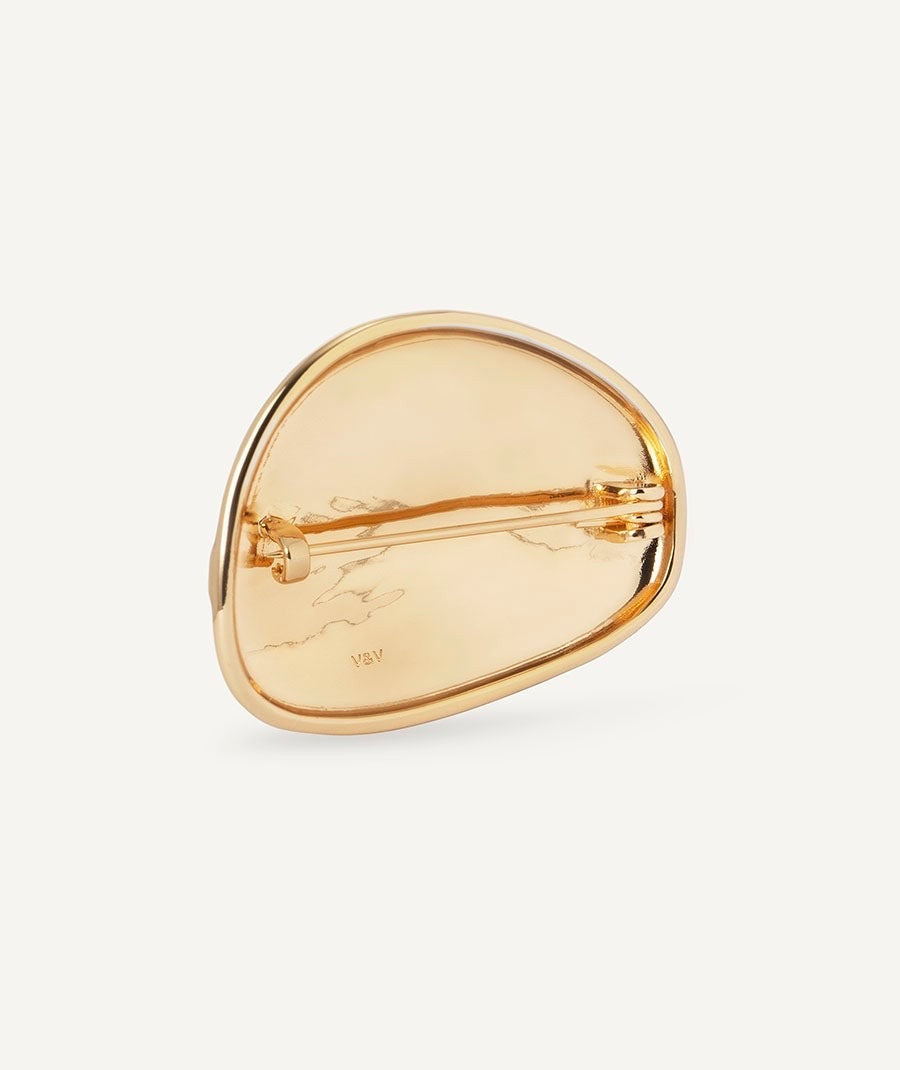 BROCHE ASIMÉTRICO HORIZONTE CON ESMALTES MARRÓN VIDAL & VIDAL