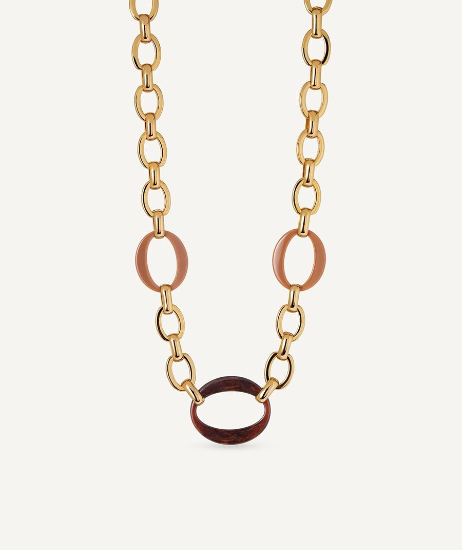 COLLAR ESLABONES CARAMEL CON ACETATO Y RESINA MARRÓN VIDAL & VIDAL