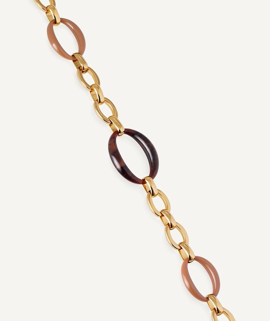 COLLAR ESLABONES CARAMEL CON ACETATO Y RESINA MARRÓN VIDAL & VIDAL