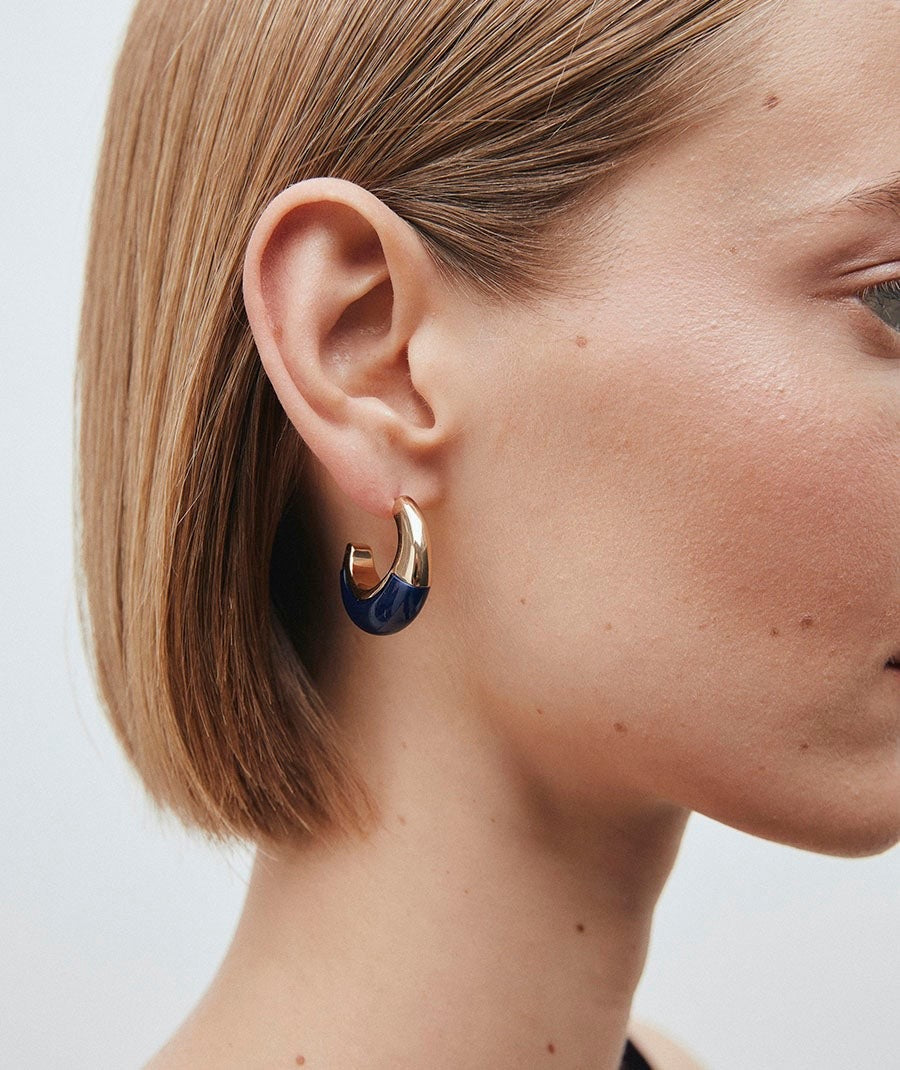 PENDIENTES SEMILUNA NAVY CON ACETATO Y RESINA AZUL VIDAL & VIDAL