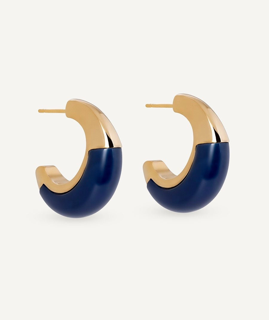 PENDIENTES SEMILUNA NAVY CON ACETATO Y RESINA AZUL VIDAL & VIDAL
