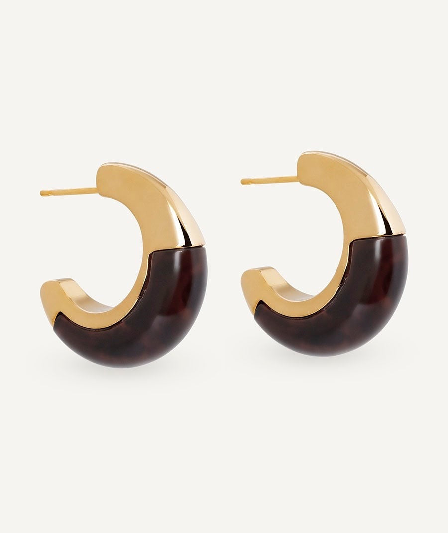 PENDIENTES SEMILUNA COFFEE CON ACETATO Y RESINA MARRÓN VIDAL & VIDAL