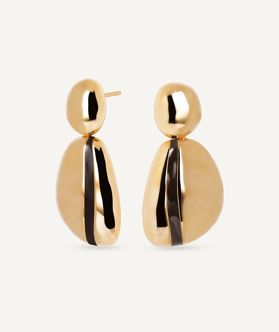 PENDIENTES GRUESOS LARGOS HORIZONTE CON ESMALTES MARRÓN VIDAL& VIDAL
