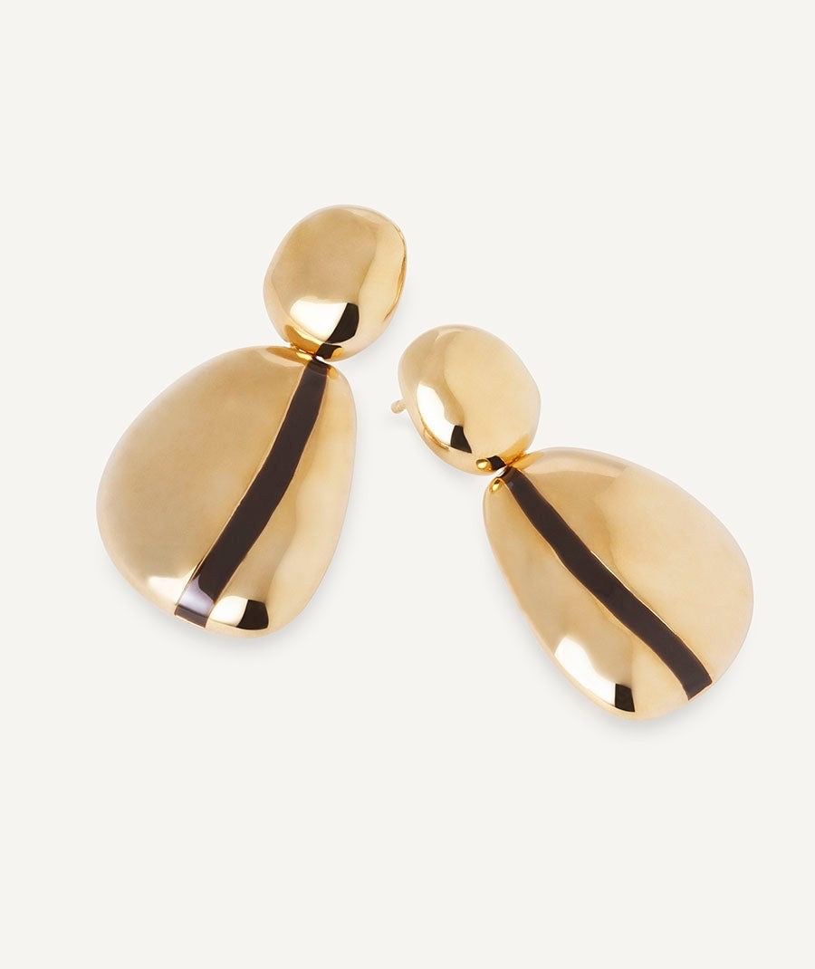 PENDIENTES GRUESOS LARGOS HORIZONTE CON ESMALTES MARRÓN VIDAL& VIDAL