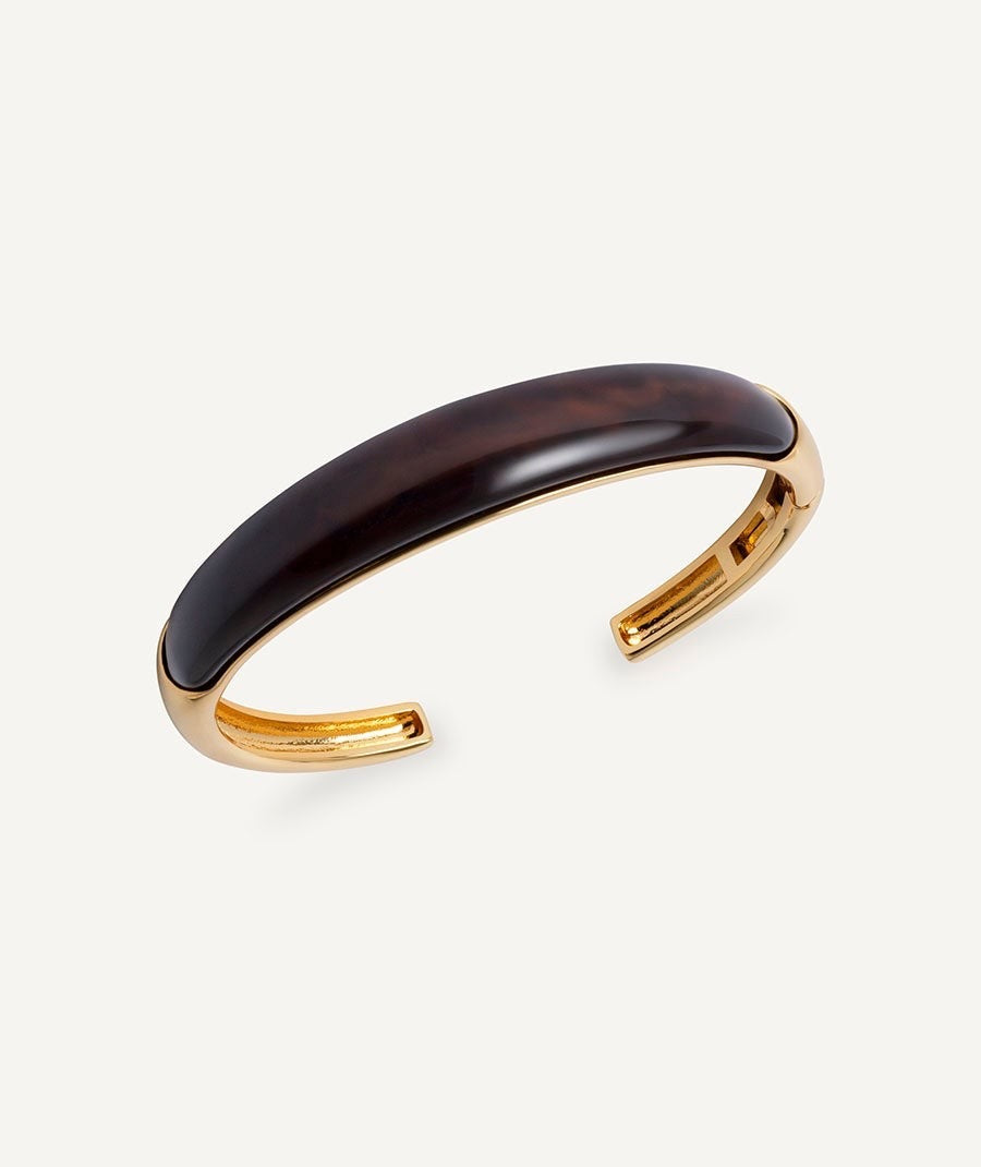 BRAZALETE RÍGIDO COFFEE CON ACETATO Y RESINA MARRÓN VIDAL & VIDAL