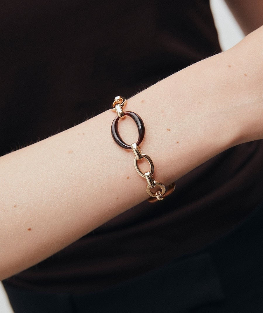 PULSERA ESLABONES CARAMEL CON ACETATO Y RESÍNA MARRÓN VIDAL & VIDAL