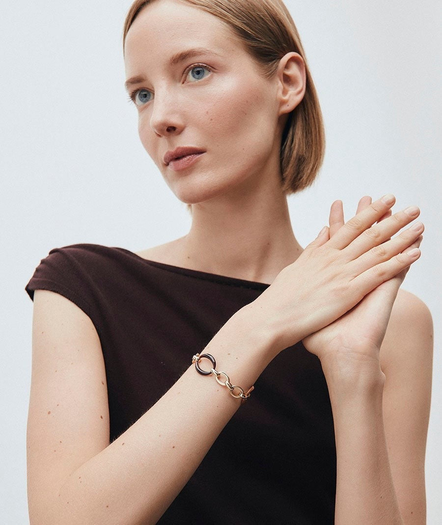 PULSERA ESLABONES CARAMEL CON ACETATO Y RESÍNA MARRÓN VIDAL & VIDAL