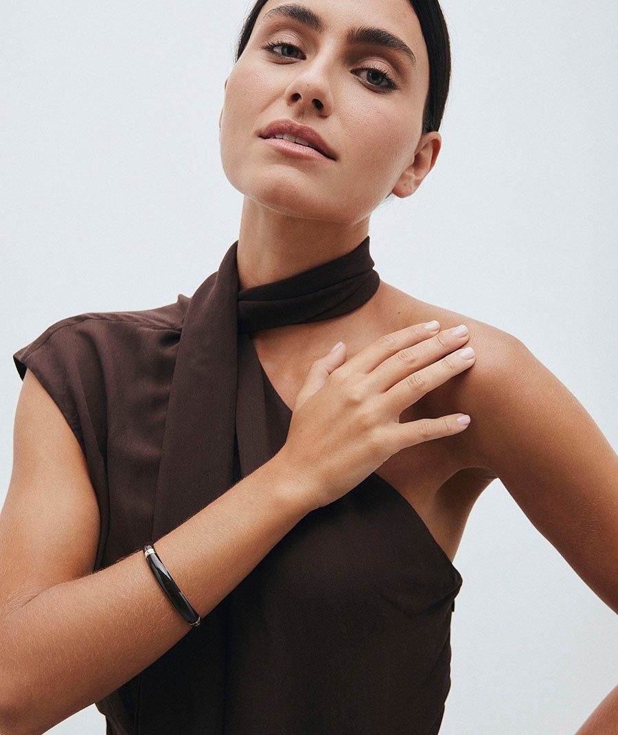 BRAZALETE ESCULTÓRICO INTERVALO CON ESMALTES MARRÓN VIDAL & VIDAL