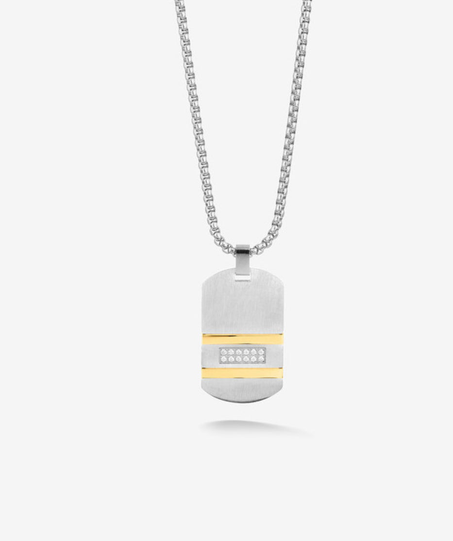 Collar Hombre Martinez con Placa Plata