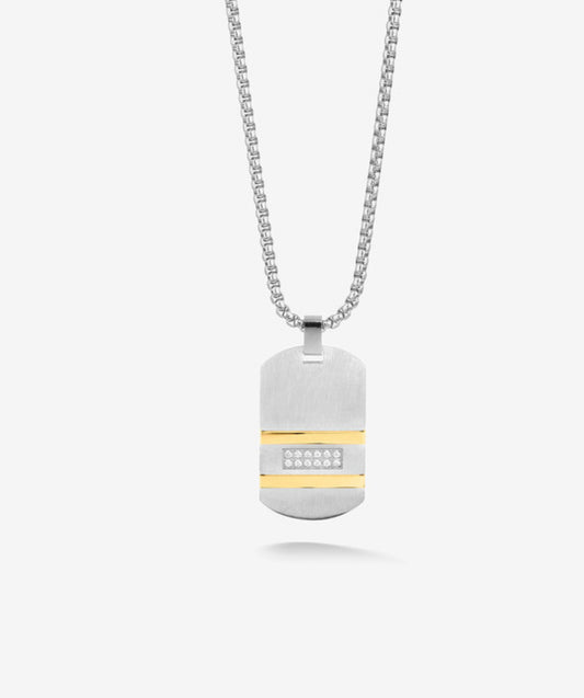 Collar Hombre Martinez con Placa Plata