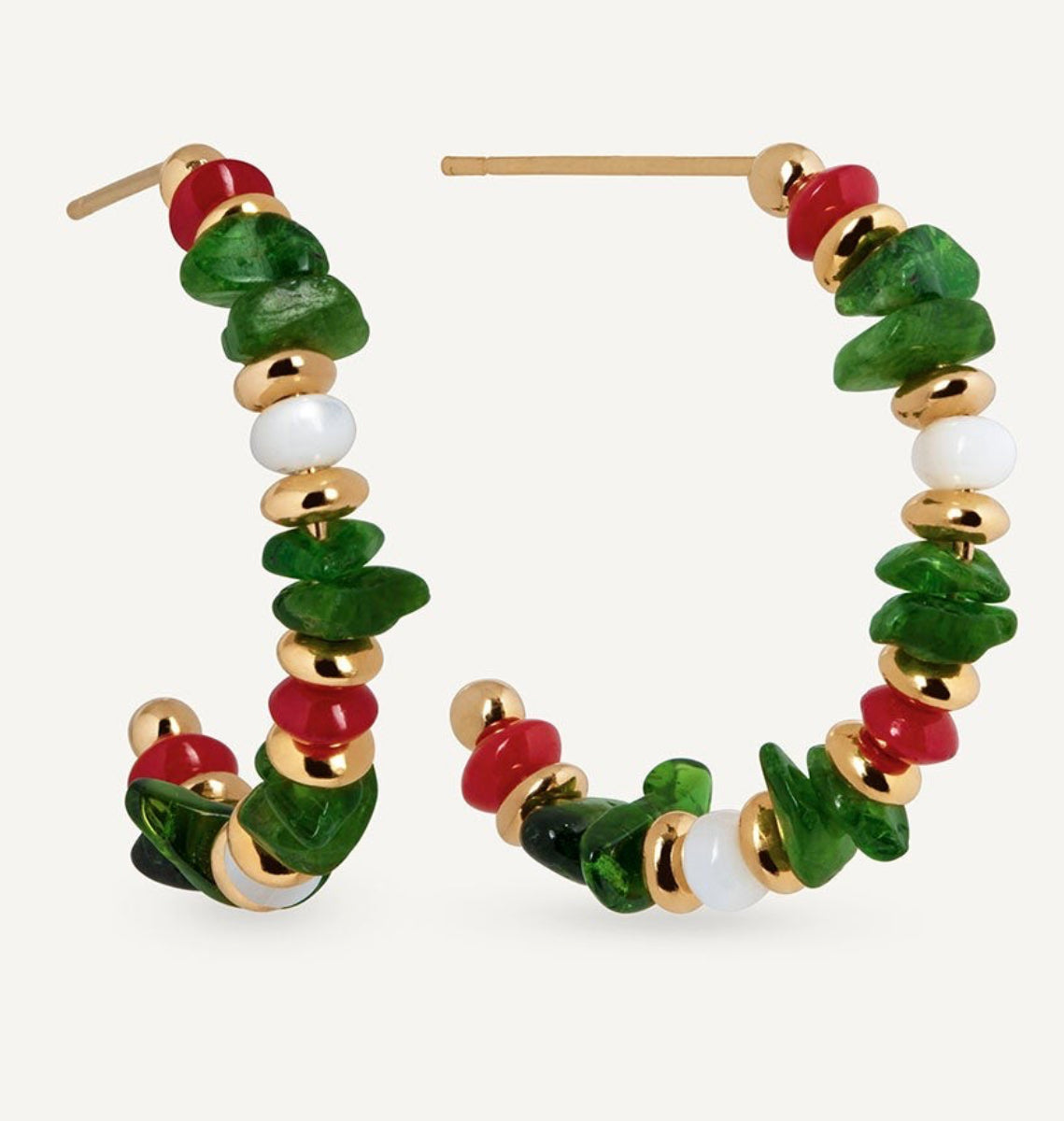 PENDIENTES MEDIALUNA CON PIEDRAS NATURALES COMBINADAS SALADA MULTICOLOR