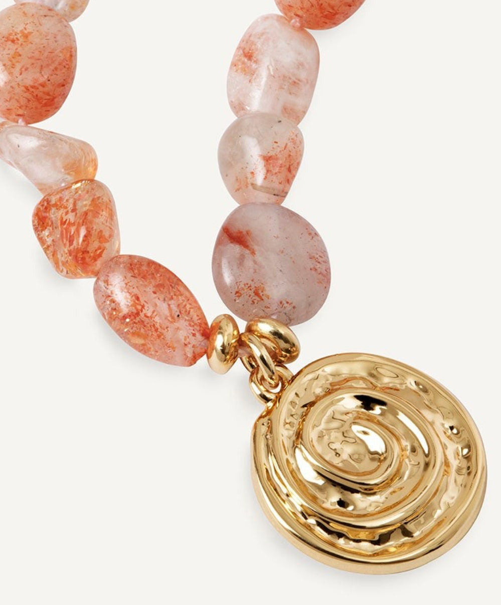 COLLAR CARACOLA PETRA HELIOLITA NARANJA