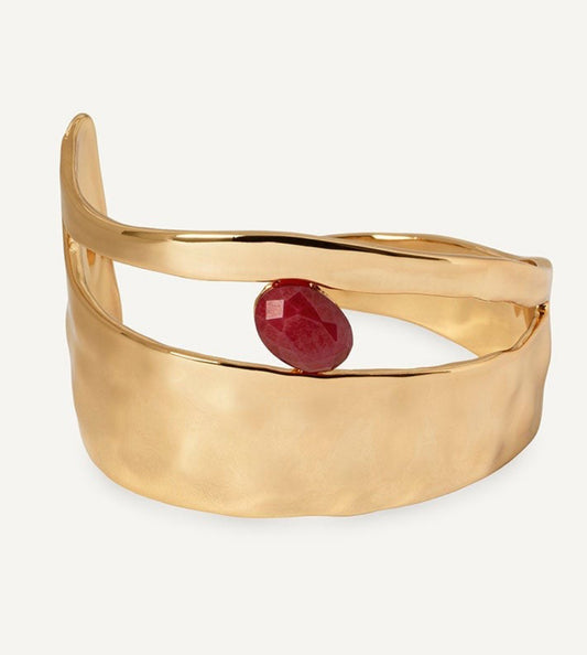 BRAZALETE IRREGULAR SALADA CON ÁGATA ROJA