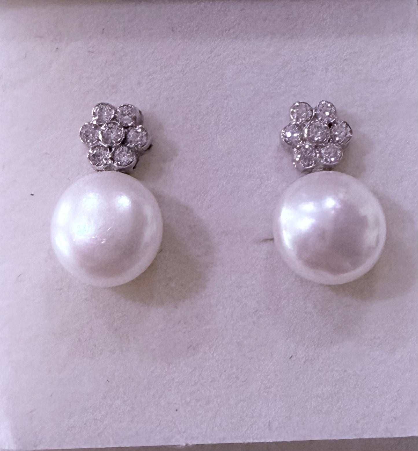 Pendientes plata de ley con perla blanca