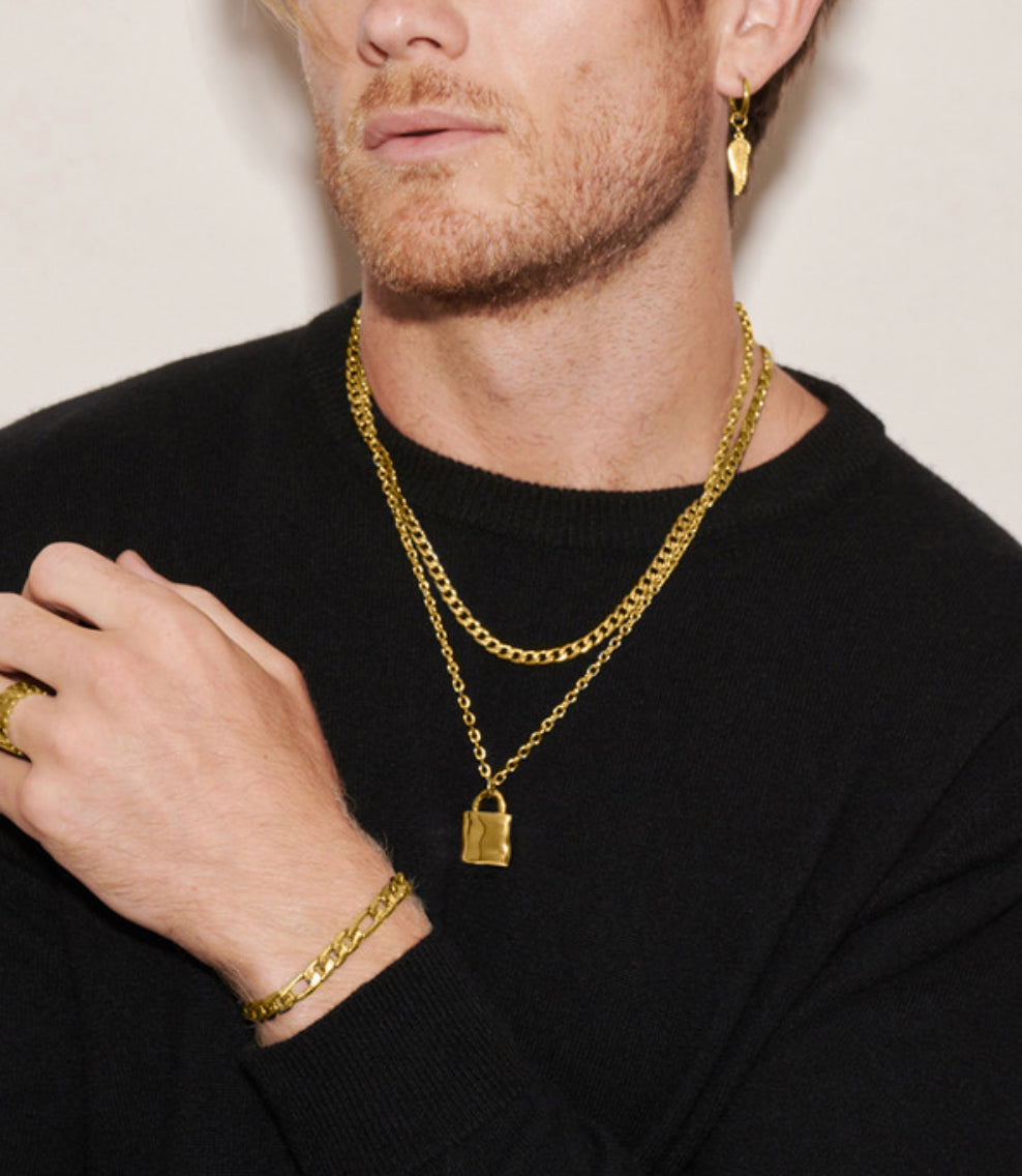 Collar Hombre Flat Padlock Oro