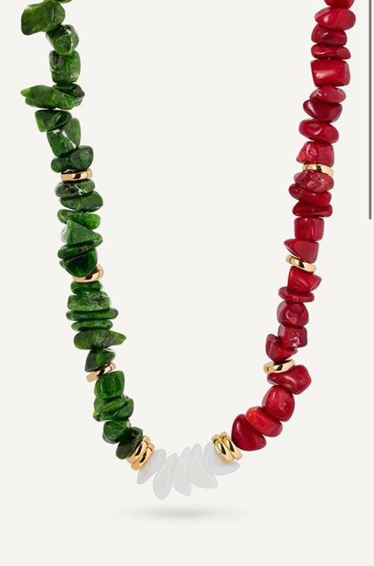 COLLAR CON PIEDRAS NATURALES COMBINADAS SALADA MULTICOLOR