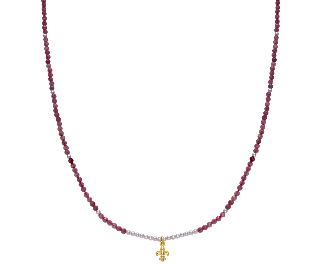 COLLAR DE PLATA DE LEY 925 Y CRISTAL ROSA ACABADO ORO 18K - ATLO