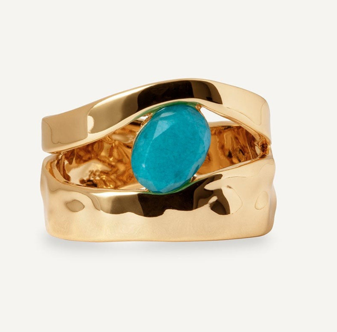 ANILLO ILLETA CON ÁGATA TURQUESA