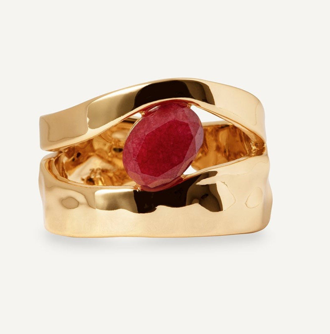 ANILLO SALADA CON ÁGATA ROJA