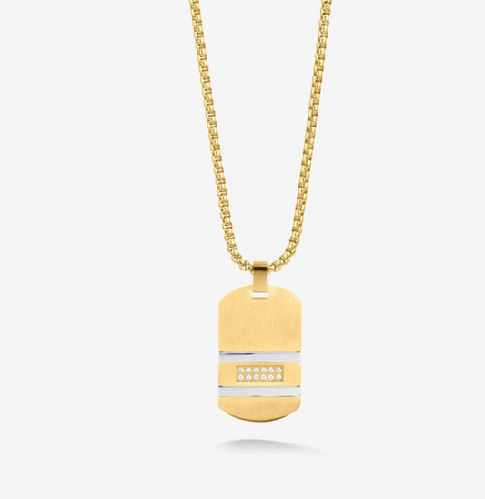 Collar Hombre Martinez con Placa Oro