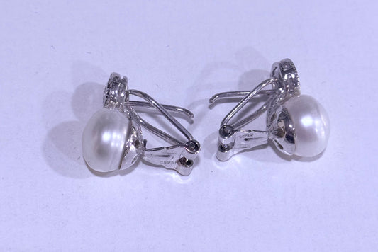 Pendientes plata y perla