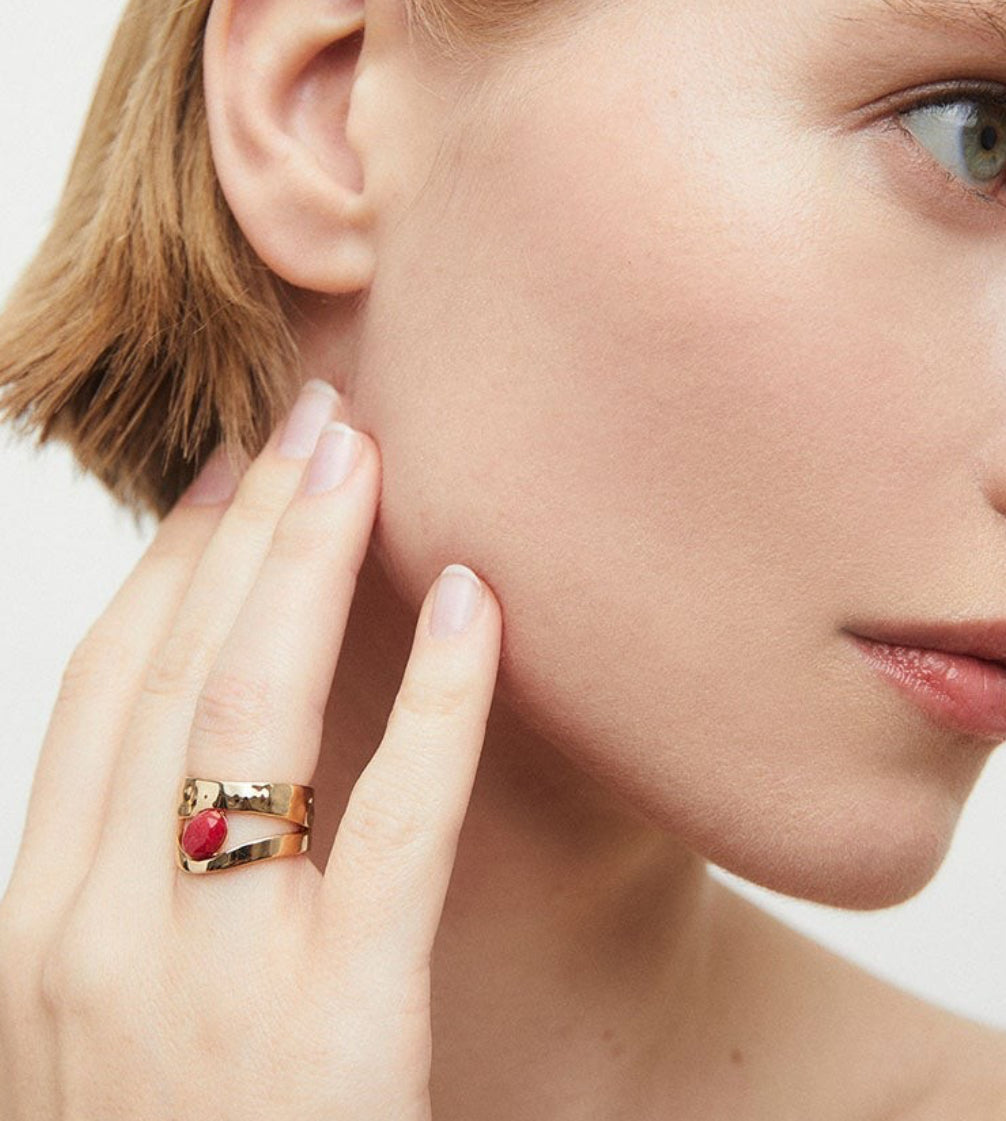 ANILLO SALADA CON ÁGATA ROJA