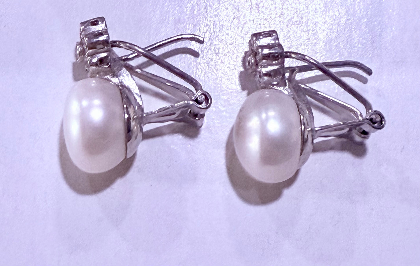Pendientes plata de ley con perla blanca
