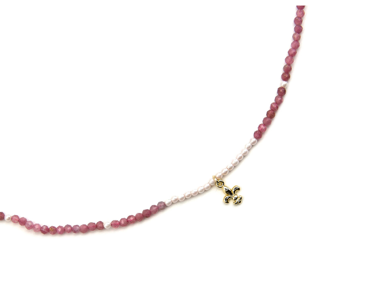 COLLAR DE PLATA DE LEY 925 Y CRISTAL ROSA ACABADO ORO 18K - ATLO