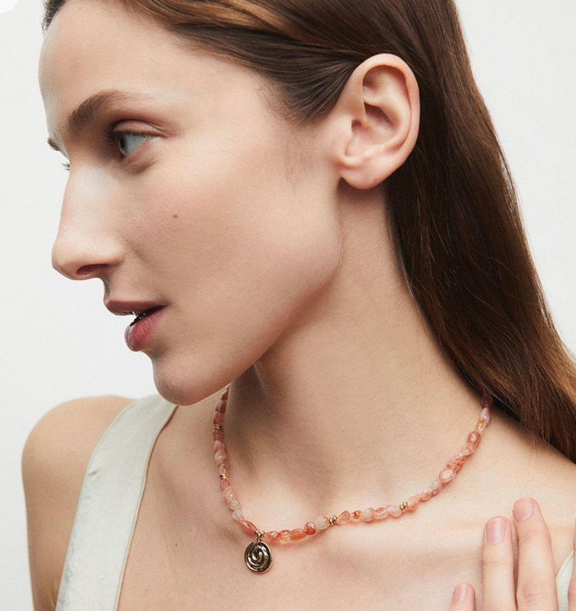 COLLAR CARACOLA PETRA HELIOLITA NARANJA