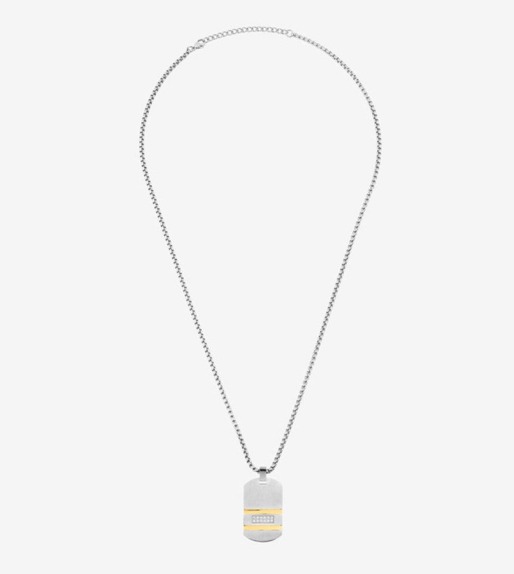 Collar Hombre Martinez con Placa Plata