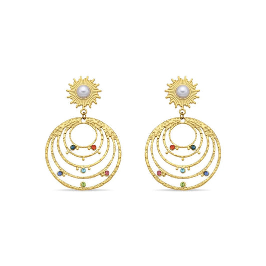 PENDIENTES DE CIRCONITA MULTICOLOR ACABADO EN ORO AMARILLO 18K - MALEMA